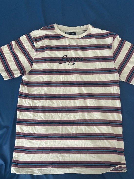 Empyre Other - Empyre White Stripe Short Sleeve Tee with Blue and Red Accents